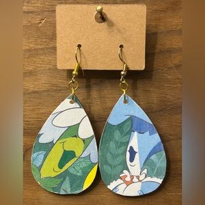 Upcycled Alice in Wonderland Drop Earrings